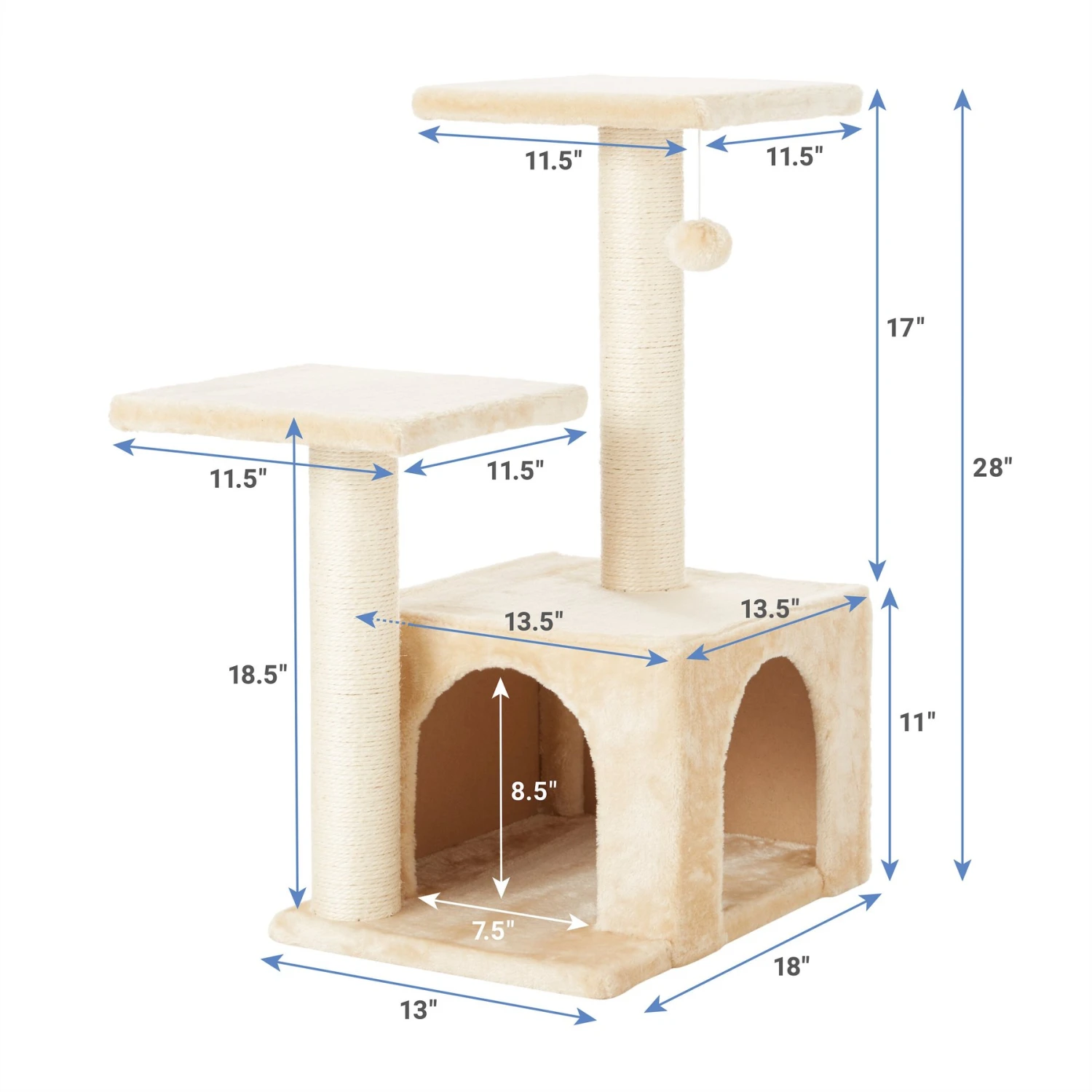 Frisco 28-in Faux Fur Cat Tree & Condo - Image 2