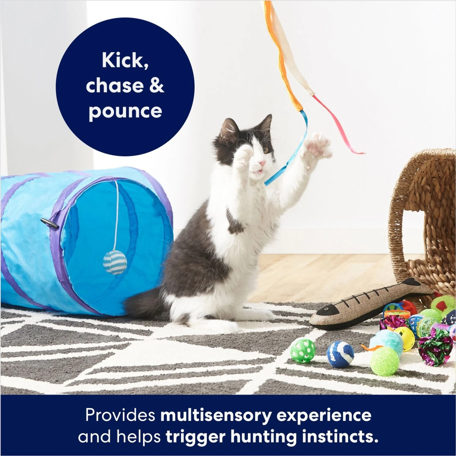 Frisco Plush, Teaser, Ball & Tri-Tunnel Variety Pack Cat Toy With Catnip, 20 Count - Image 4