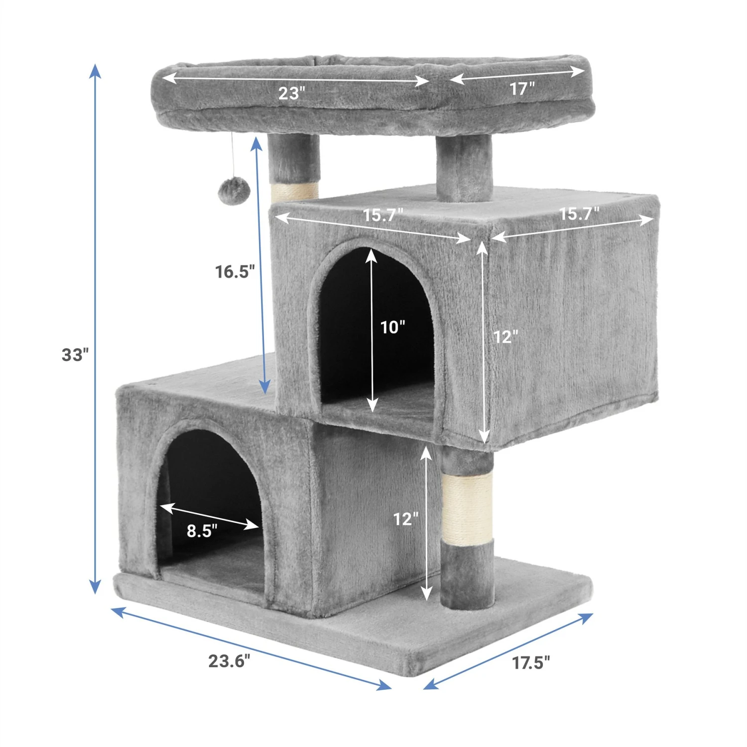 Frisco 33-in Faux Fur Cat Tree & Condo - Image 2