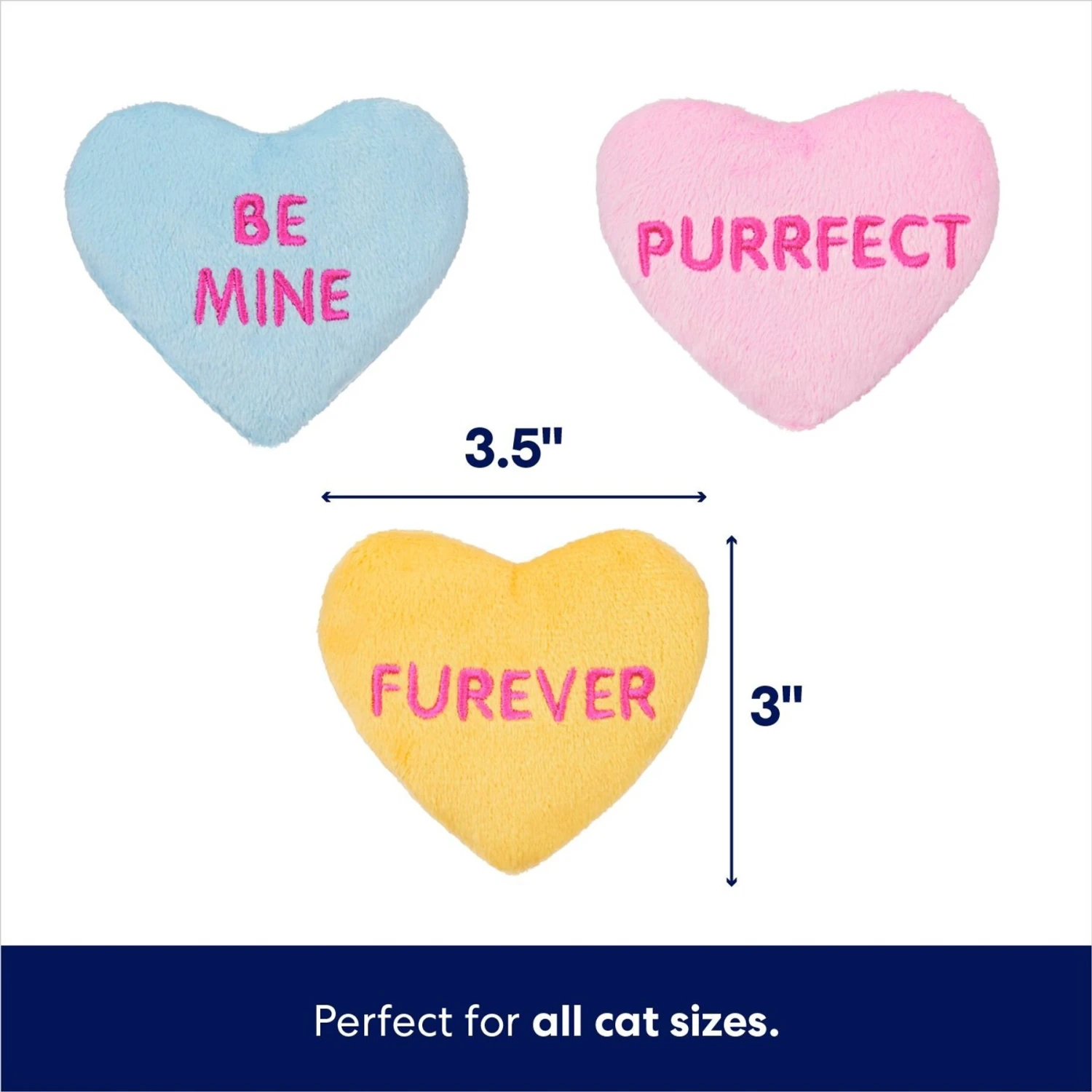 Frisco Candy Hearts Plush Cat Toy With Catnip, 3 Count - Image 2