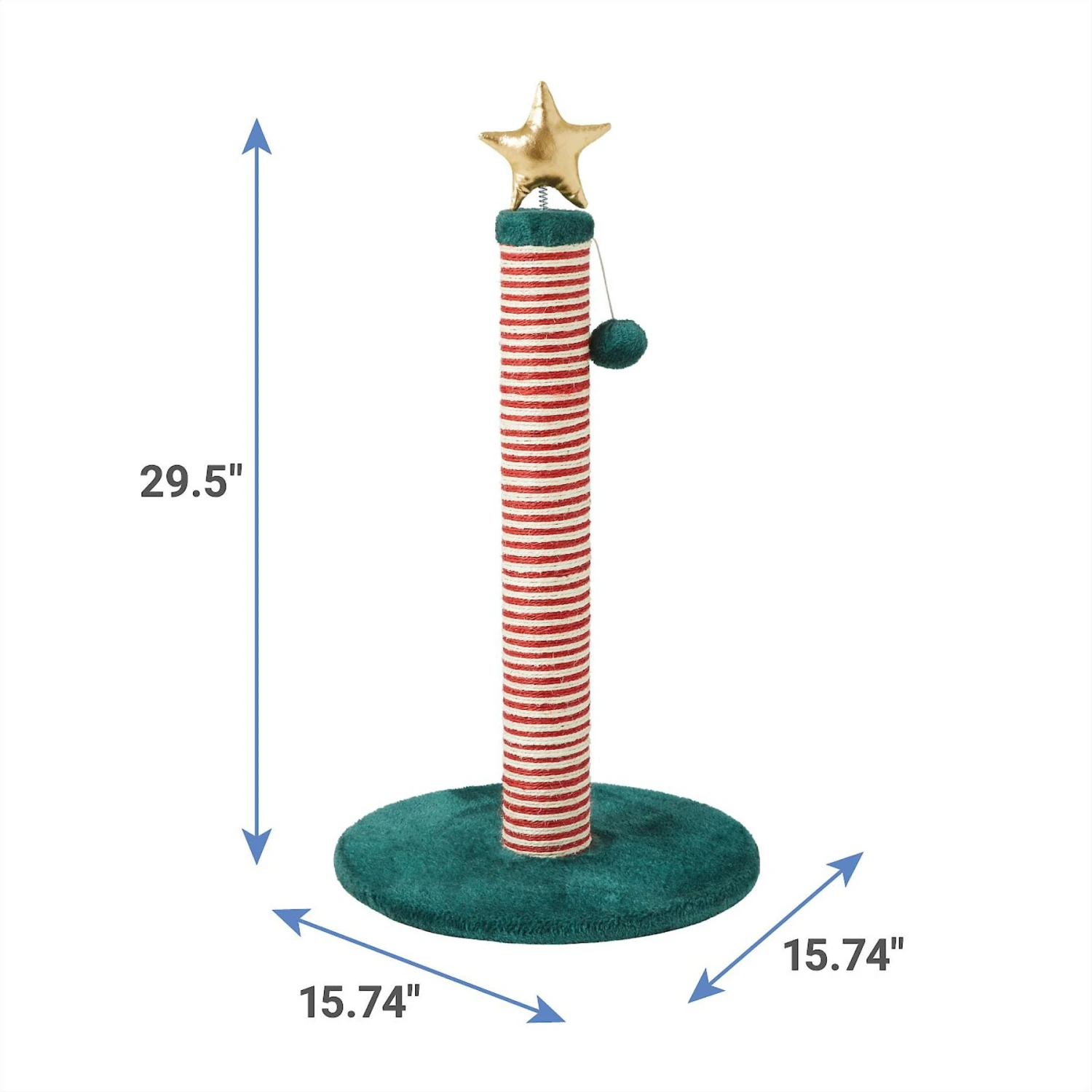 Frisco Holiday 29.5-in Candy Cane Sisal Cat Scratching Post With Toy - Image 2