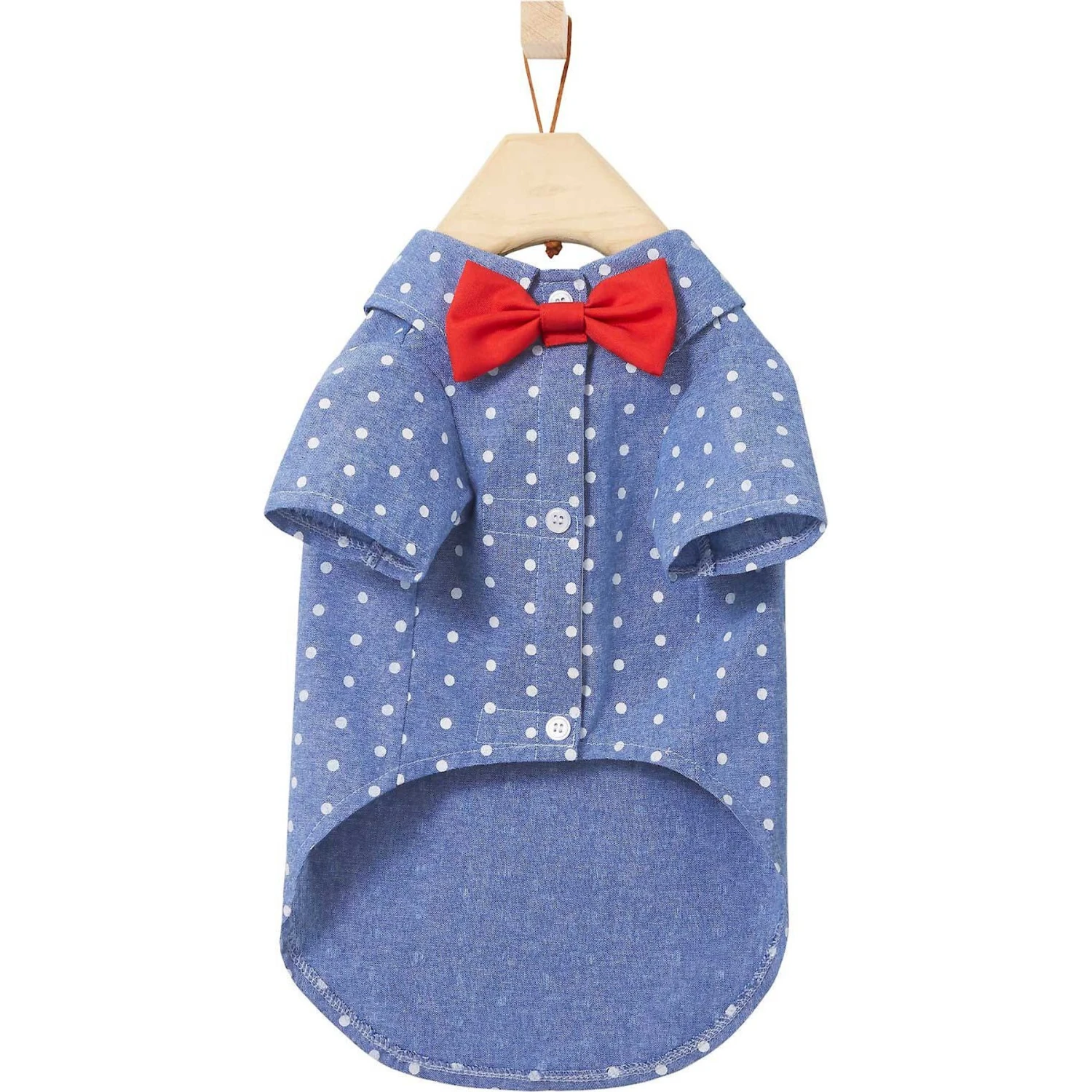 Frisco Polka Dot Chambray Dog & Cat Button Up Shirt