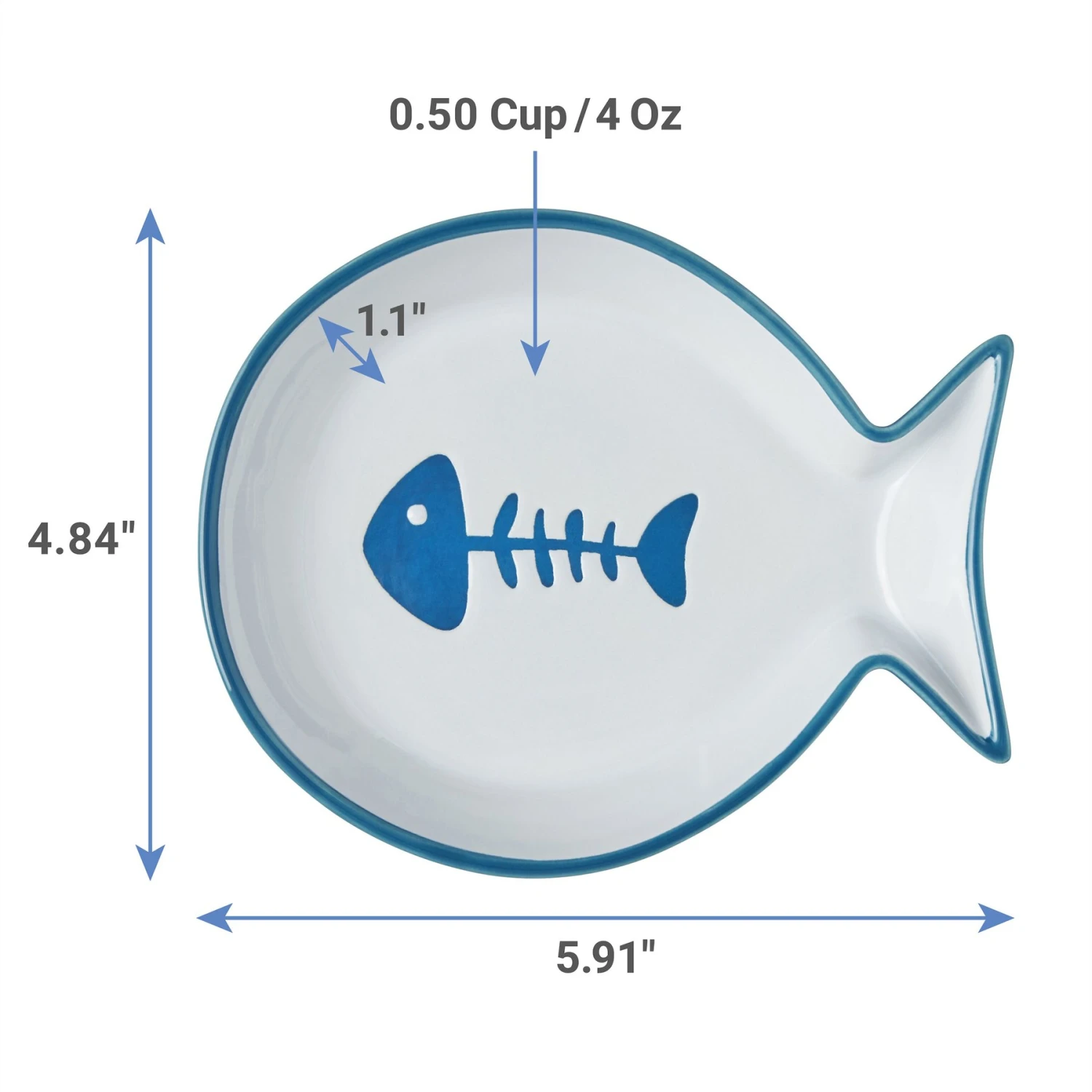 Frisco Fish Shaped Non-skid Ceramic Cat Dish - Image 2