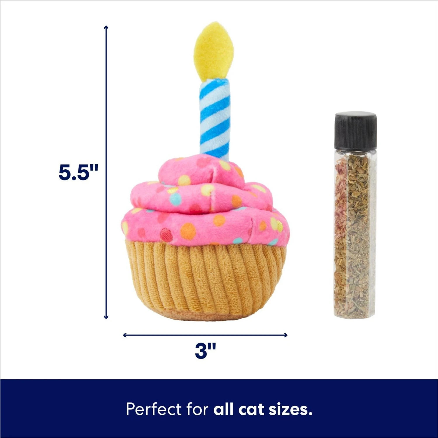 Frisco Birthday Cupcake Plush Cat Toy With Refillable Catnip - Image 2