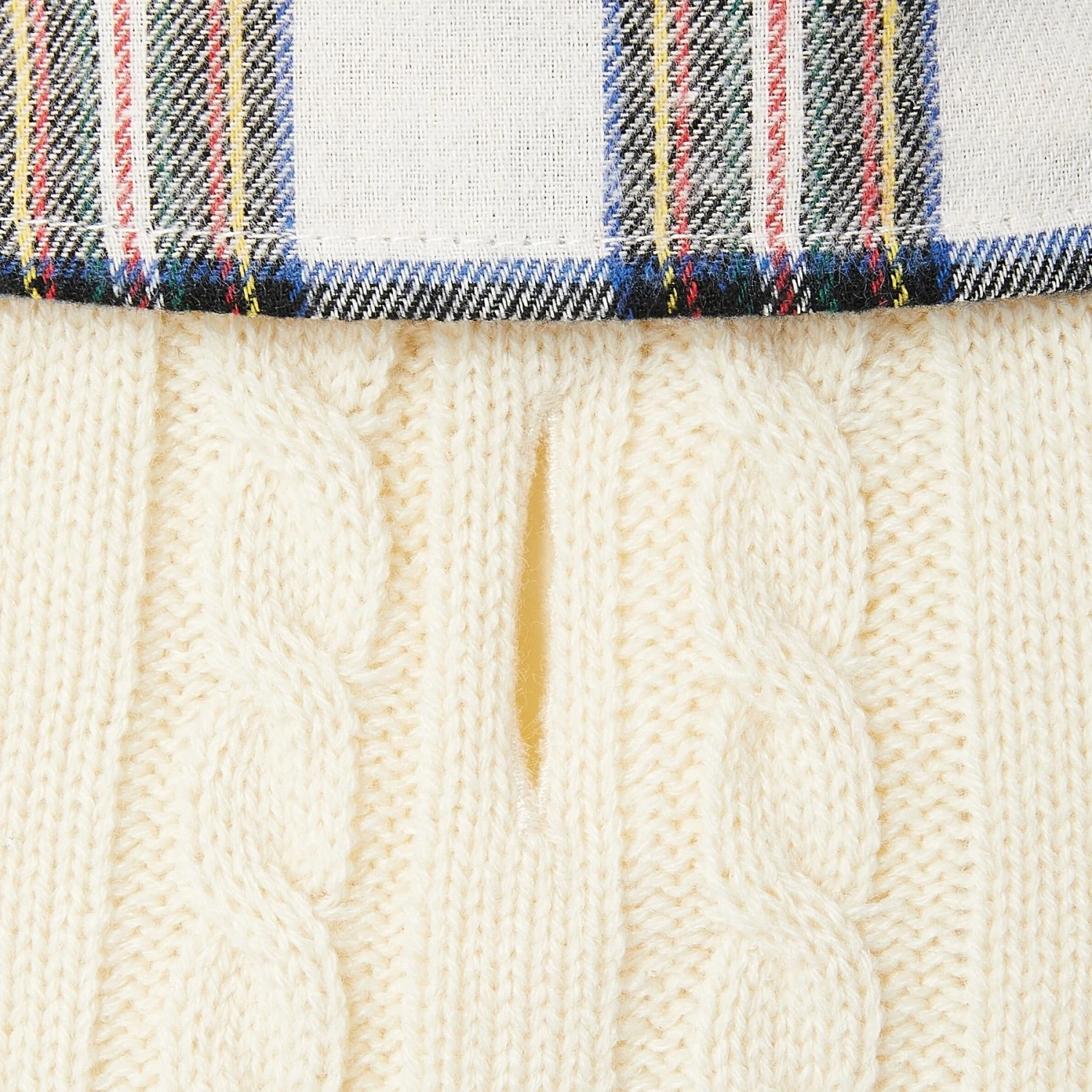 Frisco Cream Cable Knit Dog & Cat Sweater, White/Red Plaid - Image 6