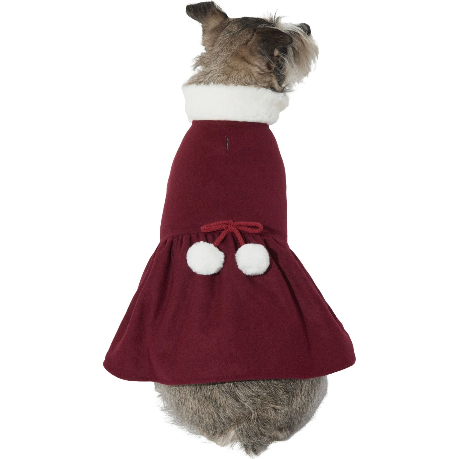 Frisco Mediumweight Pom Pom Bow Dog & Cat Peacoat Dress, Red - Image 3