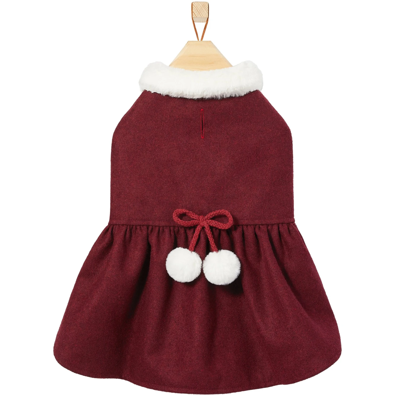 Frisco Mediumweight Pom Pom Bow Dog & Cat Peacoat Dress, Red - Image 4