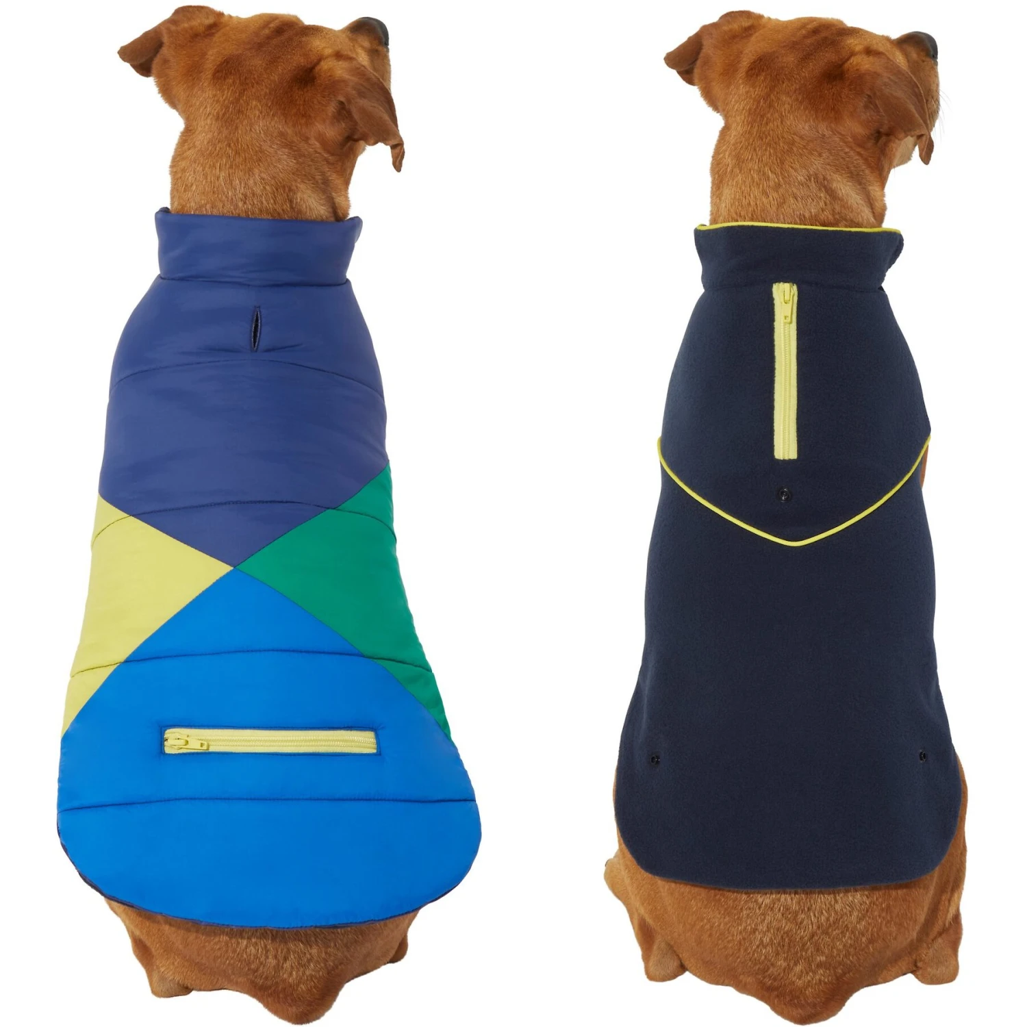 Frisco Mediumweight Colorblock 2-in-1 Dog & Cat Fleece Coat
