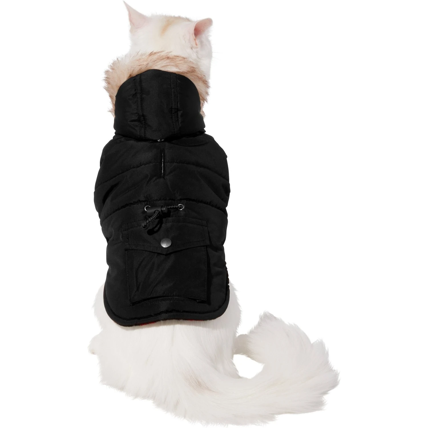 Frisco Mid-Heavyweight Cinching Insulated Dog & Cat Parka, Black/Red Plaid - Image 3