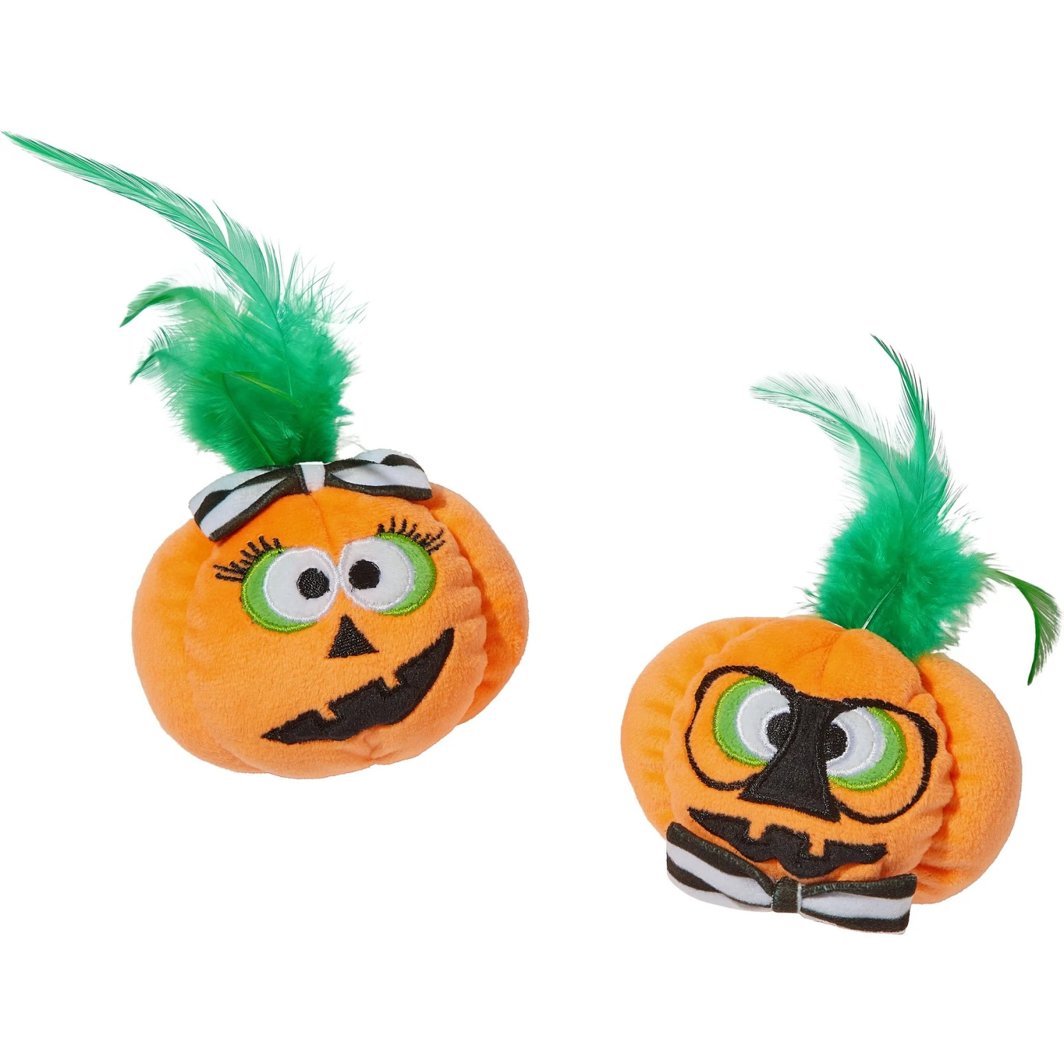 Frisco Halloween Nerdy Jack-o-Lanterns Plush Cat Toy With Catnip, 2 Count
