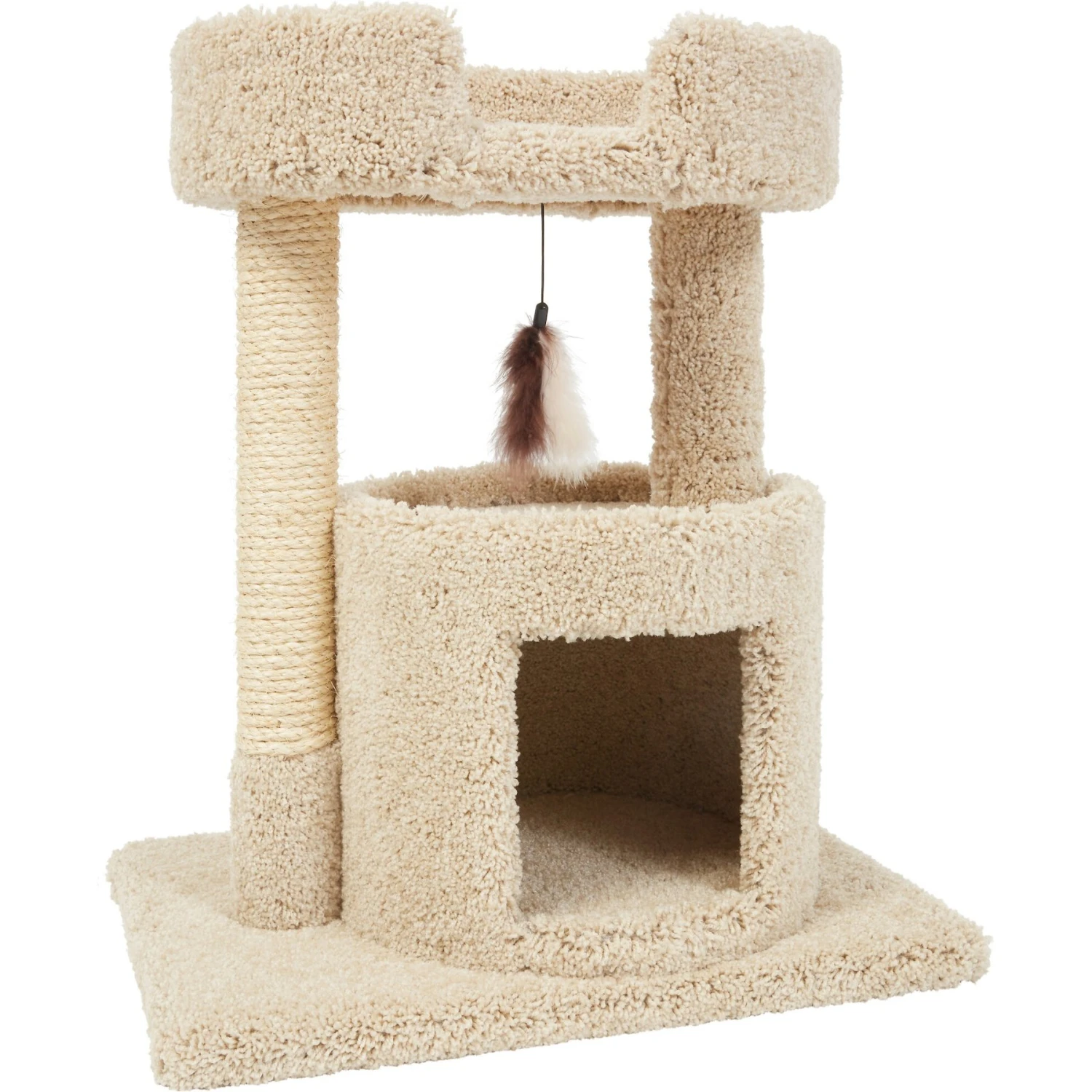 Frisco 27-in Real Carpet Cat Tree With Condo And Oval Perch - Image 4