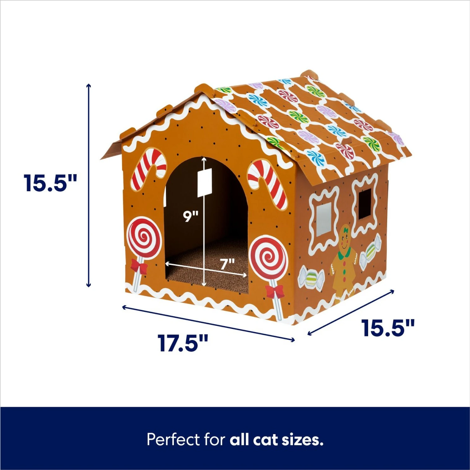Frisco Holiday Gingerbread House Cardboard Cat House Cat Toy - Image 2