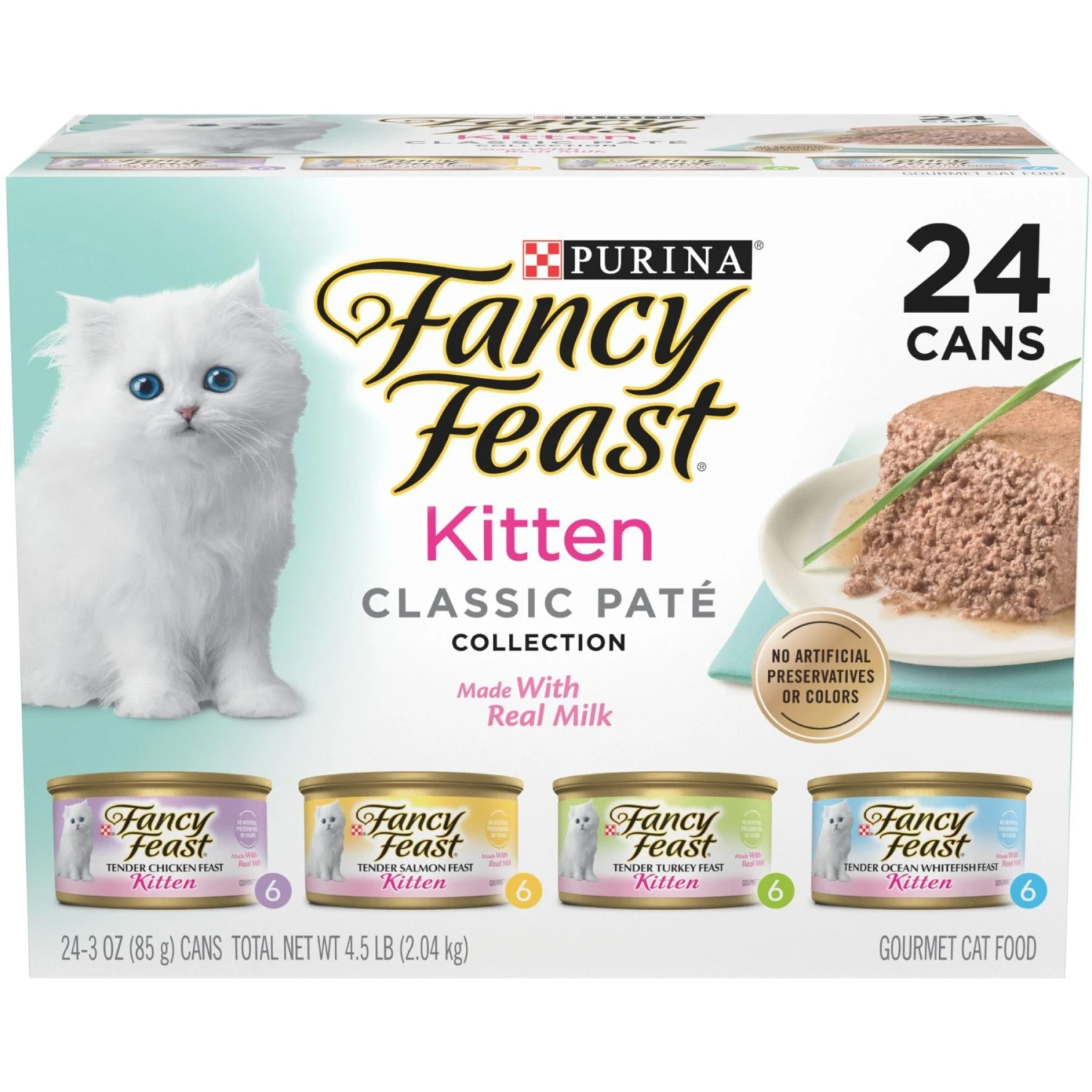Fancy Feast Tender Feast Variety Pack Canned Kitten Food & Frisco Bird With Feathers Teaser Wand Cat Toy With Catnip - Image 2