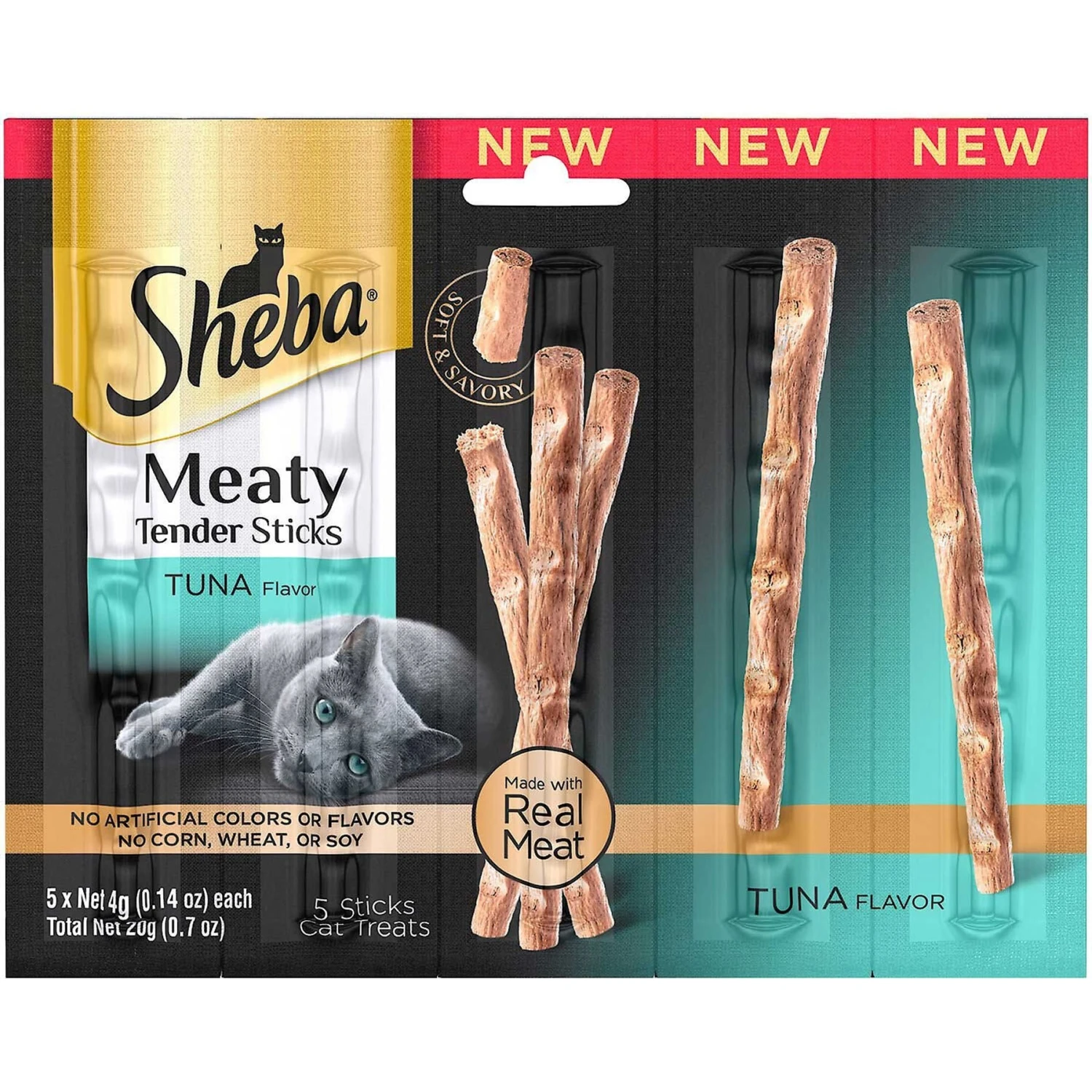 Sheba Meaty Tender Sticks Tuna Flavor Soft Adult Cat Treats & Frisco Squirrel Plush Cat Toy With Refillable Catnip - Image 2