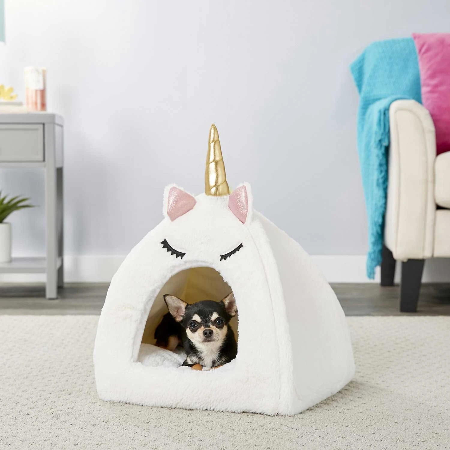 Frisco Novelty Unicorn Covered Cat & Dog Bed & Frisco Cactus Cat Scratching Post - Image 5