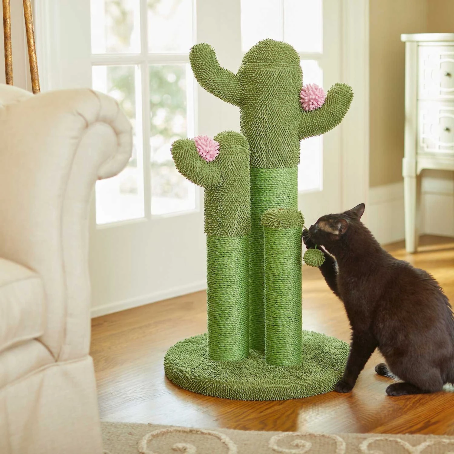 Frisco Self Warming Bolster Round Kitten Bed & Frisco Cactus Cat Scratching Post - Image 8