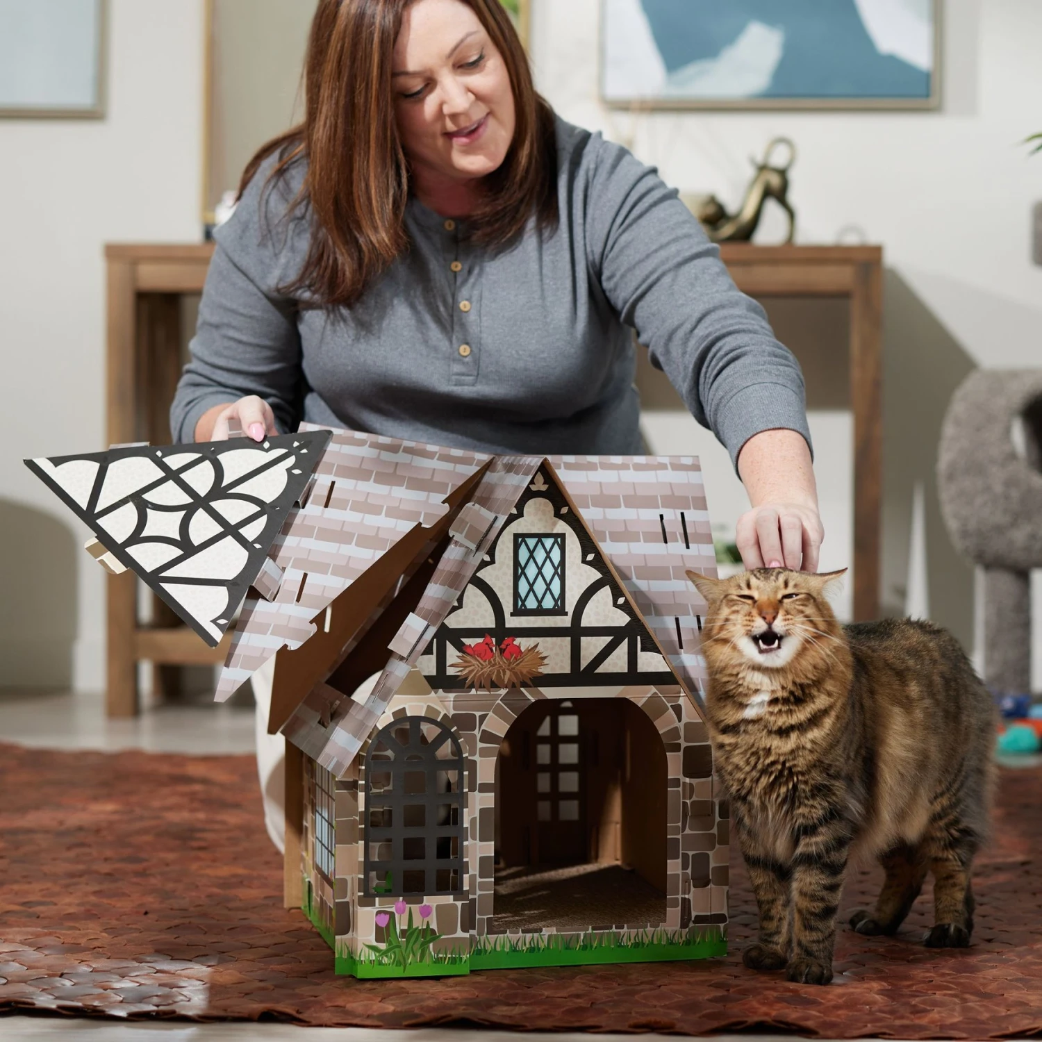 Frisco Tudor House Cardboard Cat House - Image 4