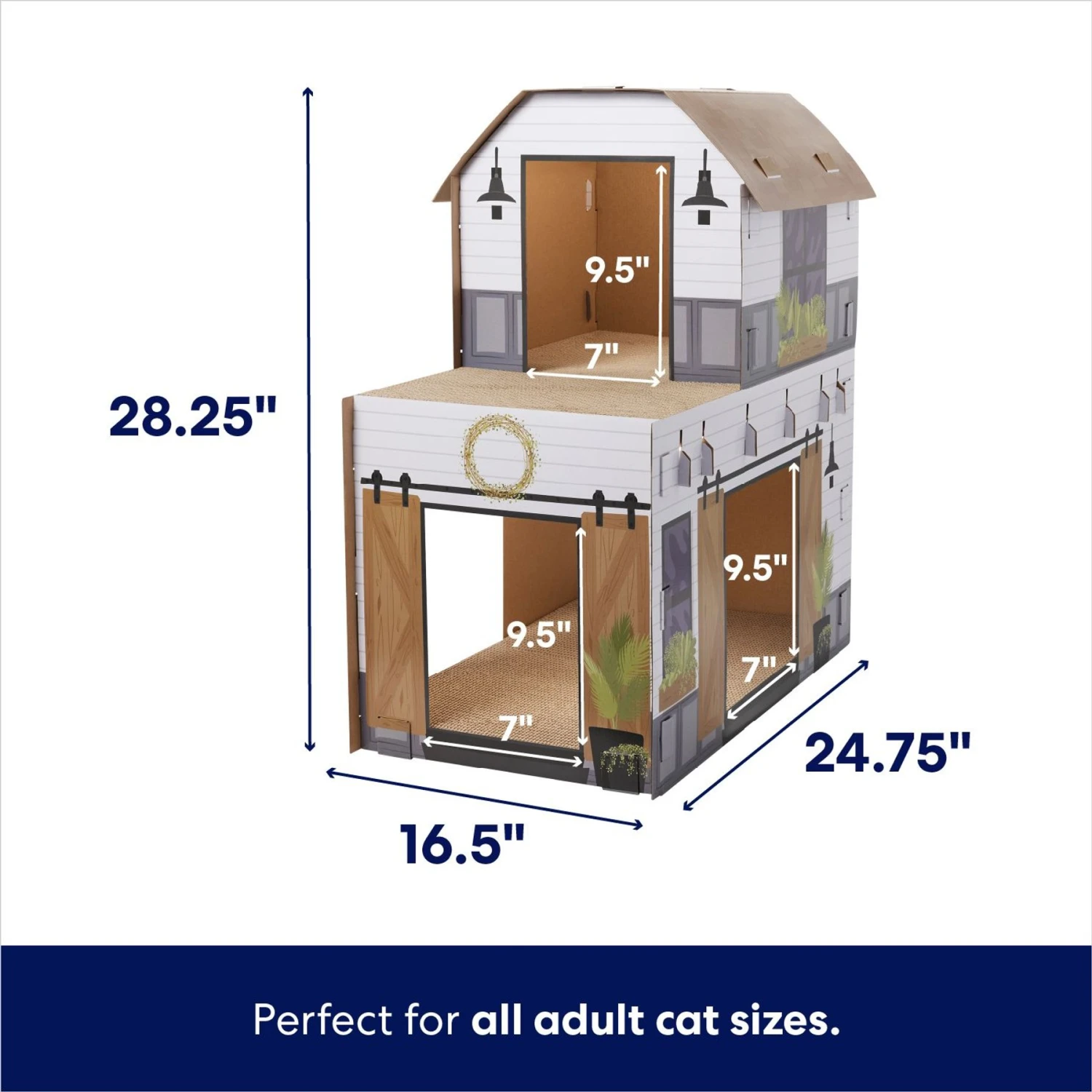 Frisco Farmhouse Cardboard Cat House, 2-Story - Image 2