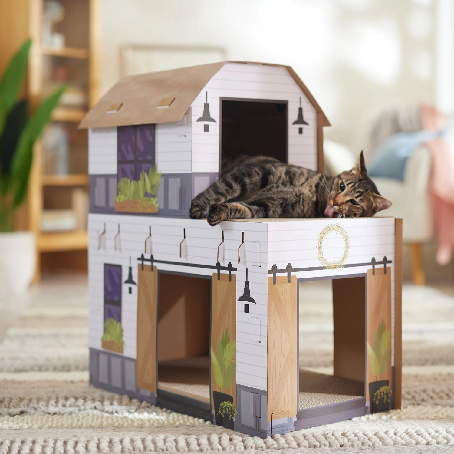 Frisco Farmhouse Cardboard Cat House, 2-Story - Image 4