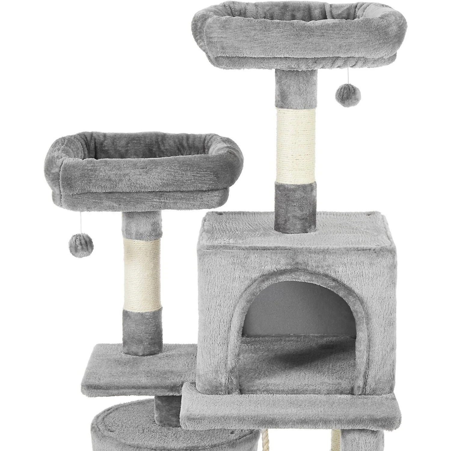 Frisco 61-in Faux Fur Cat Tree & Condo & Frisco 38-in Cat Tree With Condo, Top Perch & Toy - Image 4