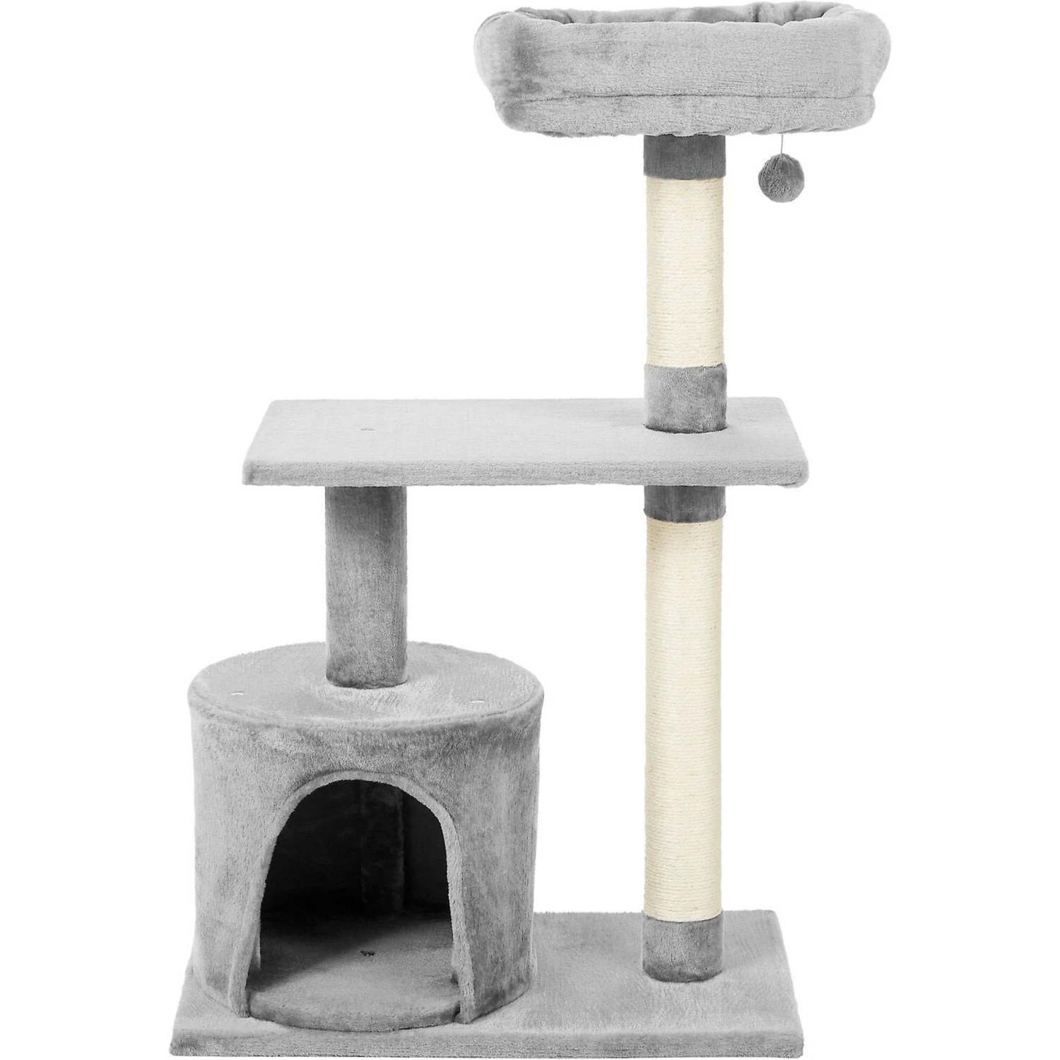 Frisco 61-in Faux Fur Cat Tree & Condo & Frisco 38-in Cat Tree With Condo, Top Perch & Toy - Image 6