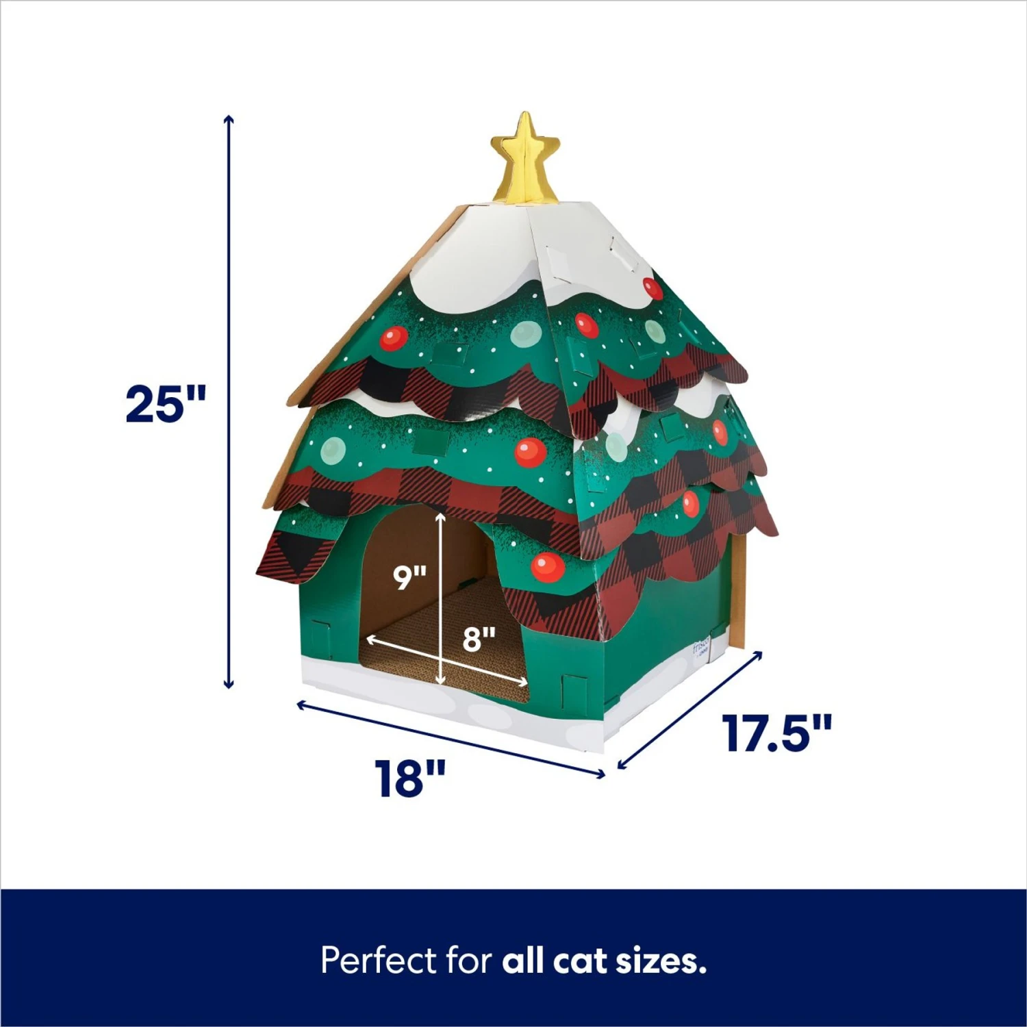 Frisco Holiday Christmas Tree Cardboard Cat House - Image 2