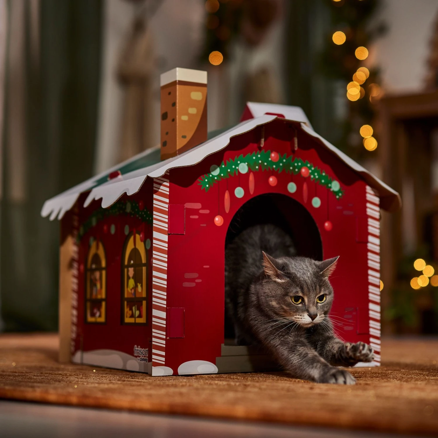 Frisco Holiday Santa's Workshop Cardboard Cat House - Image 5