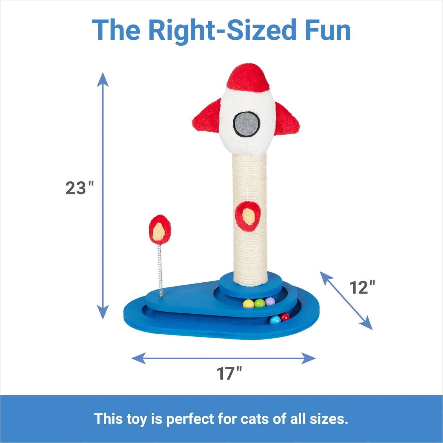 Frisco Rocket Ship 23" Sisal Cat Scratching Post With Play Base - Image 2