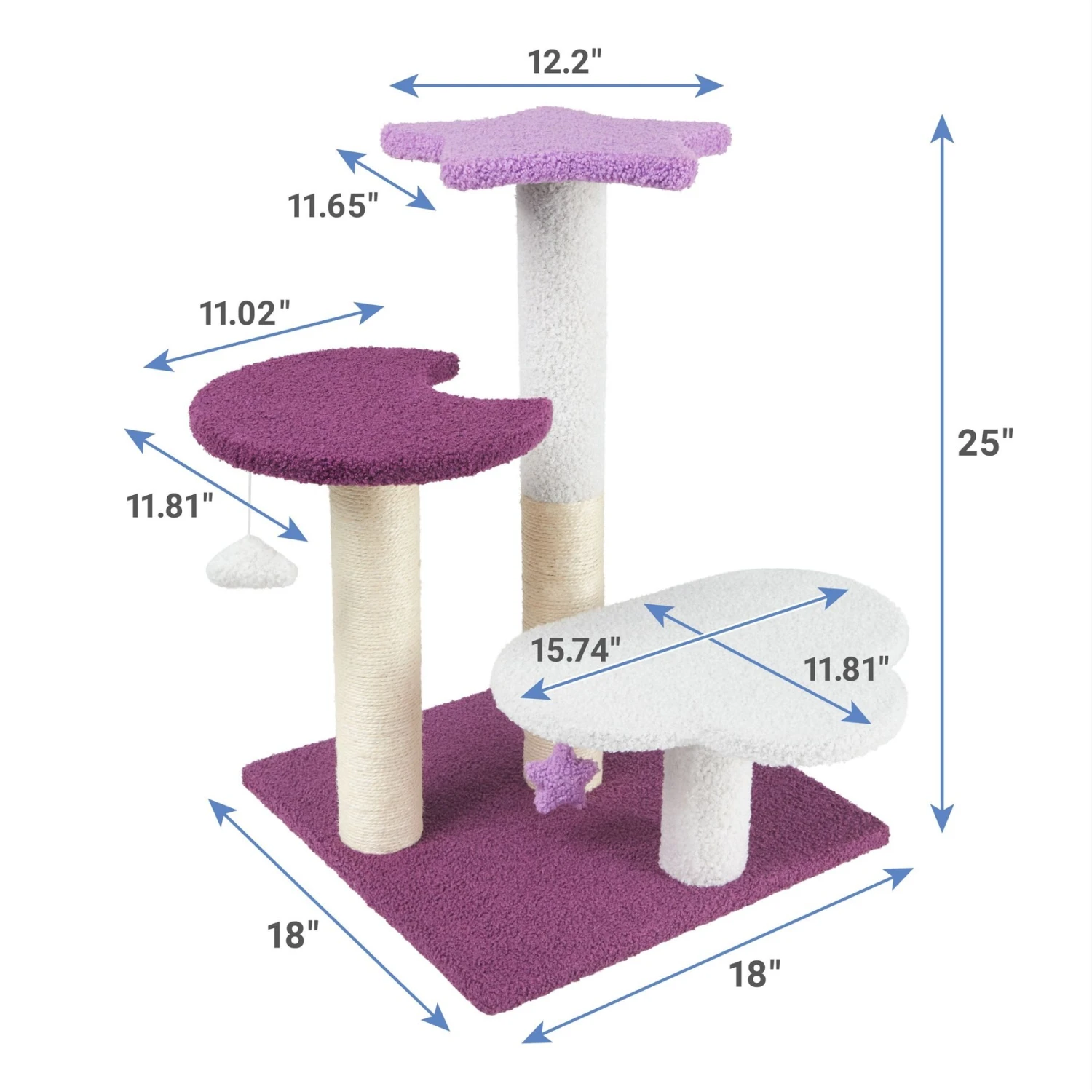 Frisco Star, Moon And Cloud 25" Plush Cat Tree - Image 2