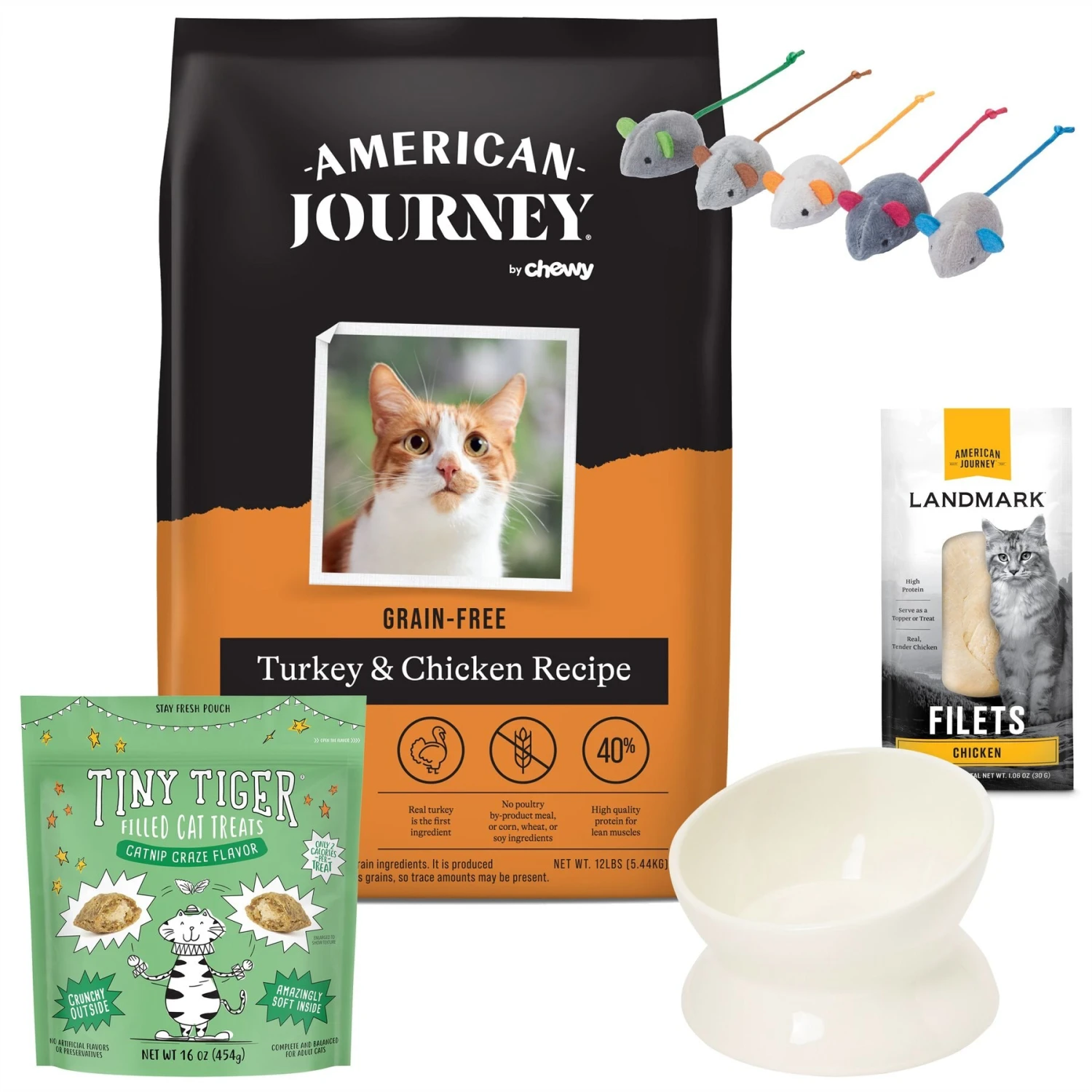 American Journey Turkey & Chicken Recipe Grain-Free Dry Cat Food + 4 Items