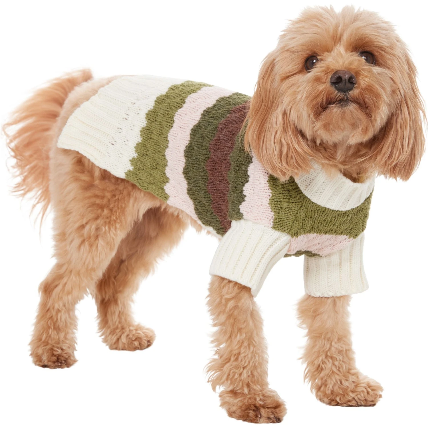 Frisco Bubble Knit Multi Striped Mock Neck Dog & Cat Sweater - Image 3