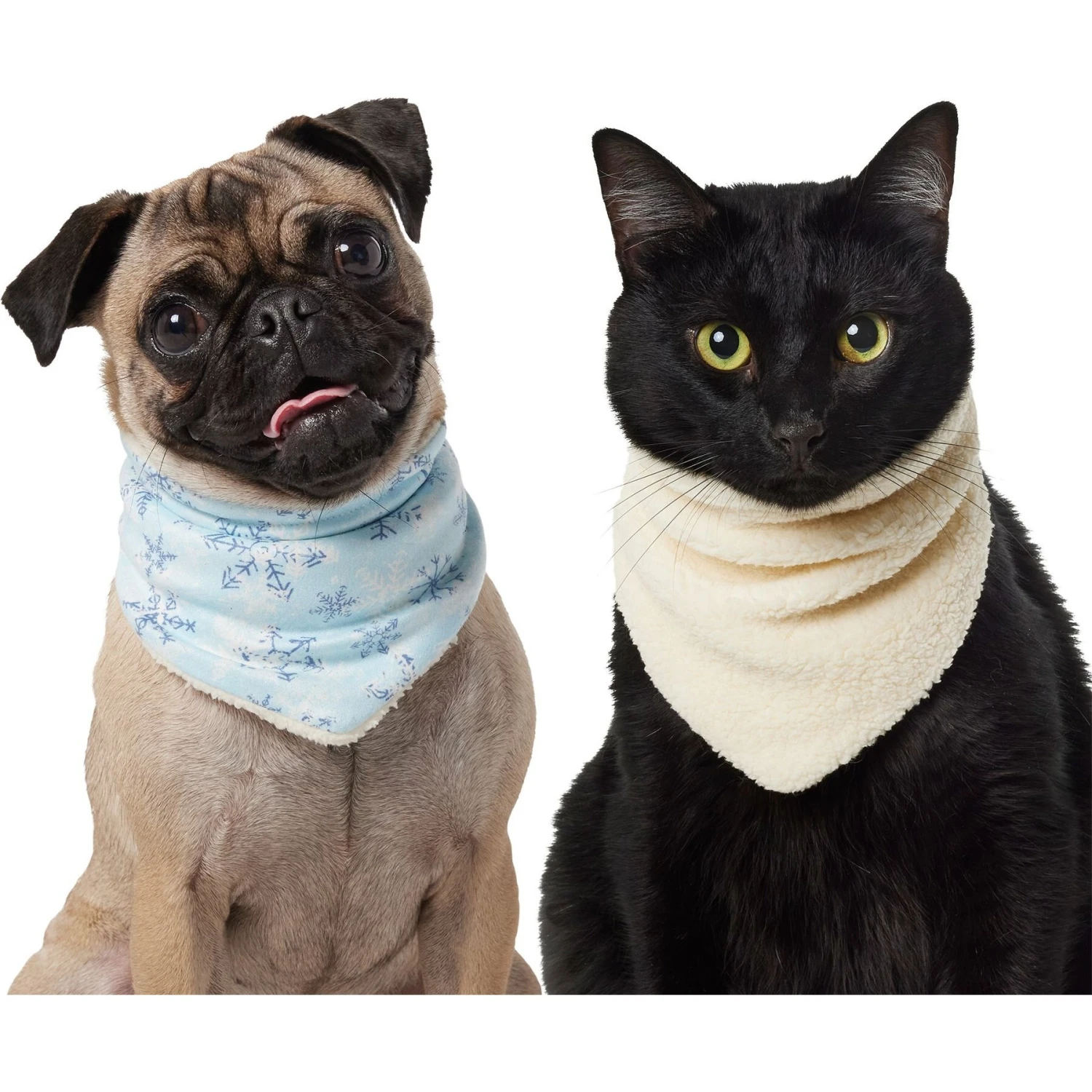 Frisco Reversible Snowflake Cozy Knit Faux Fur Dog & Cat Pullover Bandana, 1 Count