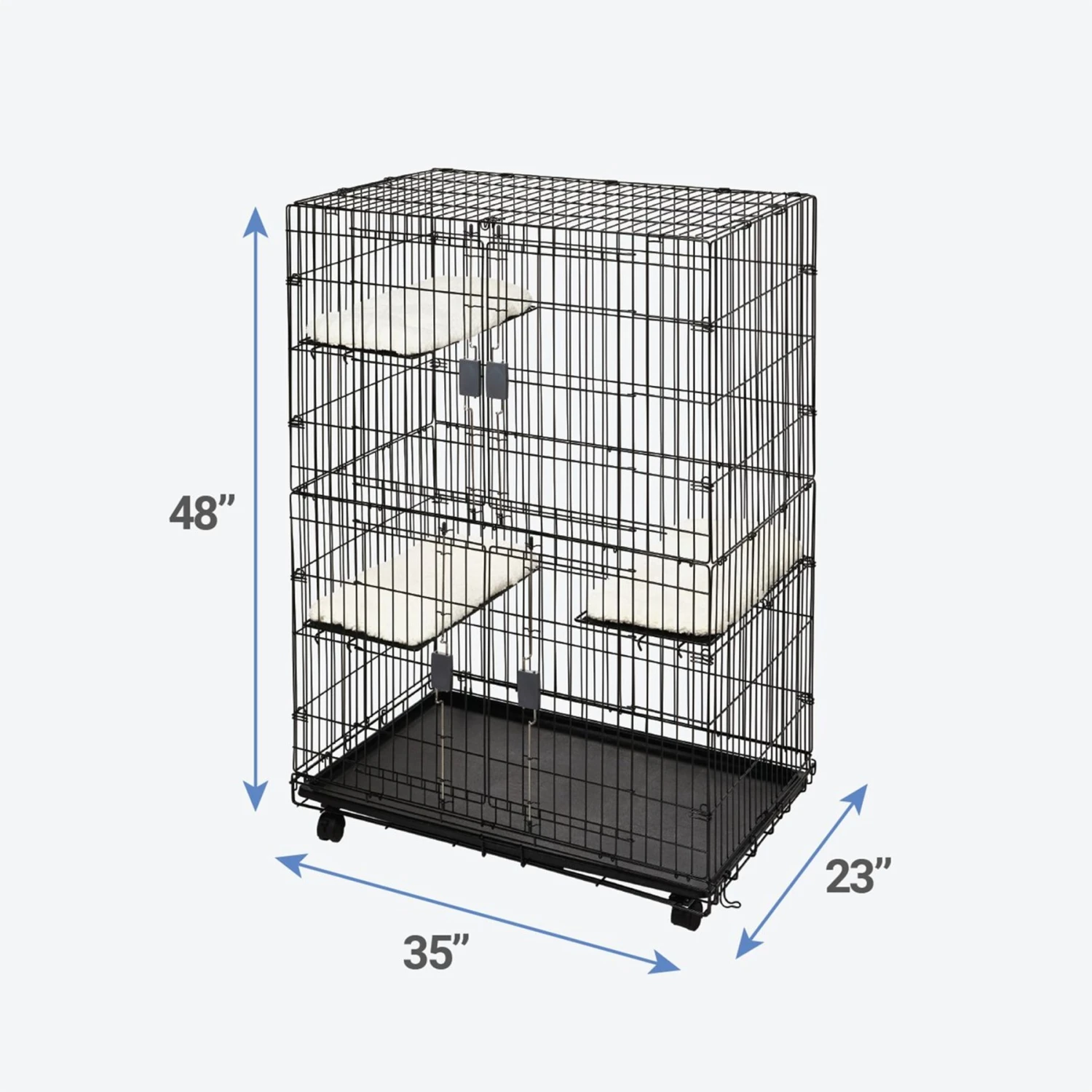 Frisco Collapsible Wire Cat Cage Playpen & Van Ness High Side Corner Cat Litter Pan, Blue - Image 3