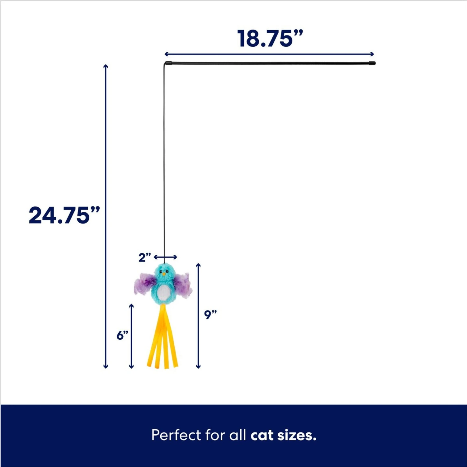 Frisco Squirrel Plush Cat Toy With Refillable Catnip & Frisco Bird With Feathers Teaser Wand Cat Toy With Catnip - Image 7