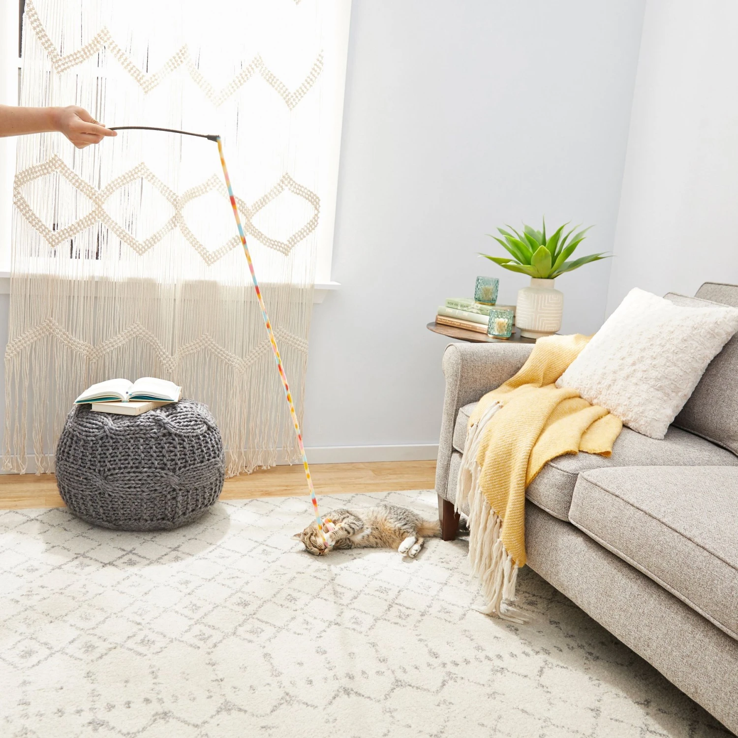 Frisco Fabric Teaser Wand Cat Toy & Frisco Bird With Feathers Teaser Wand Cat Toy With Catnip - Image 5