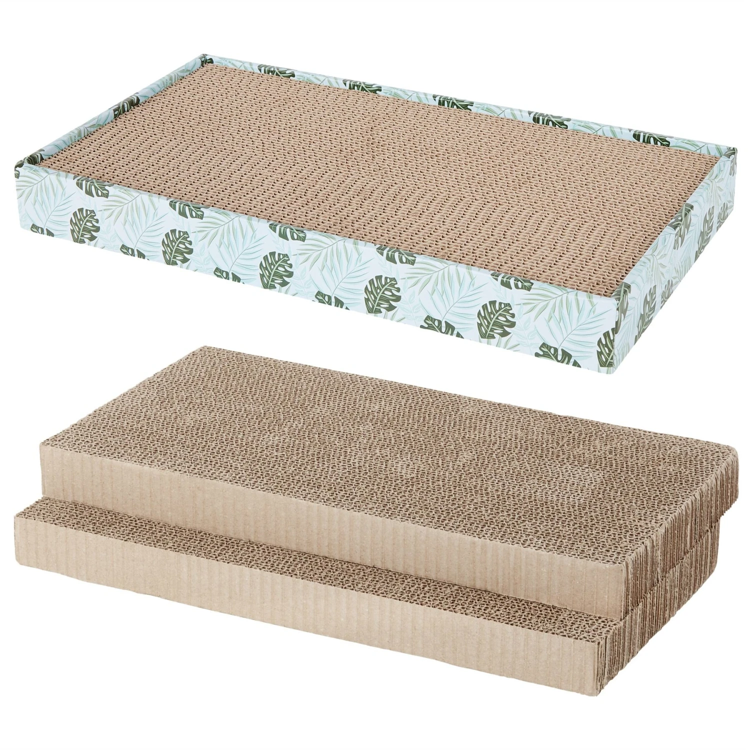 Frisco Double-Wide Cat Scratcher Toy With Catnip & Frisco Double-Wide Cat Scratcher Toy Refill With Catnip, 2 Count