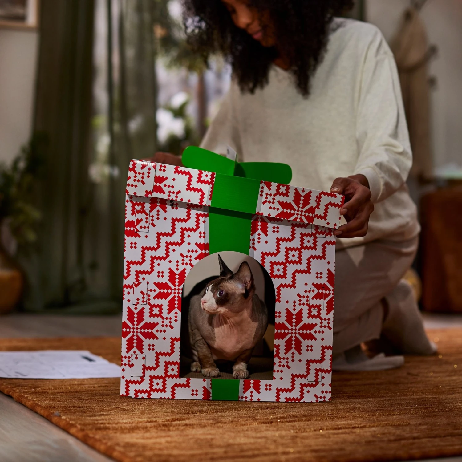 Frisco Holiday Gift Box Cardboard Cat House & Frisco Holiday Santa's Workshop Cardboard Cat House - Image 5