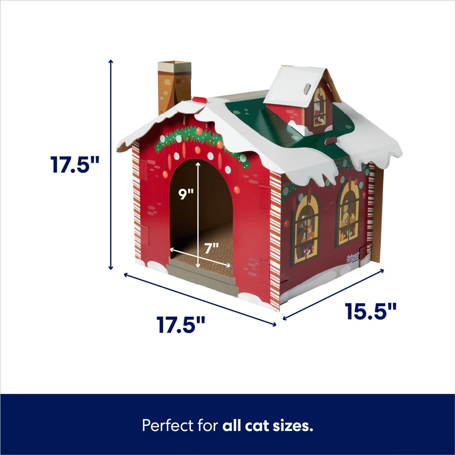 Frisco Holiday Gift Box Cardboard Cat House & Frisco Holiday Santa's Workshop Cardboard Cat House - Image 7