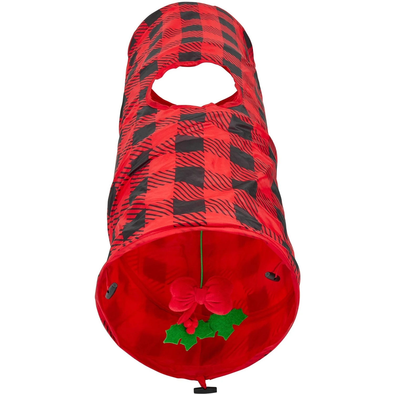 Frisco Holiday Buffalo Plaid Foldable Play Tunnel Cat Toy With Catnip & Frisco Holiday Festive Red Variety Pack Gift Box Cat Toy With Catnip, 14 Count - Image 2